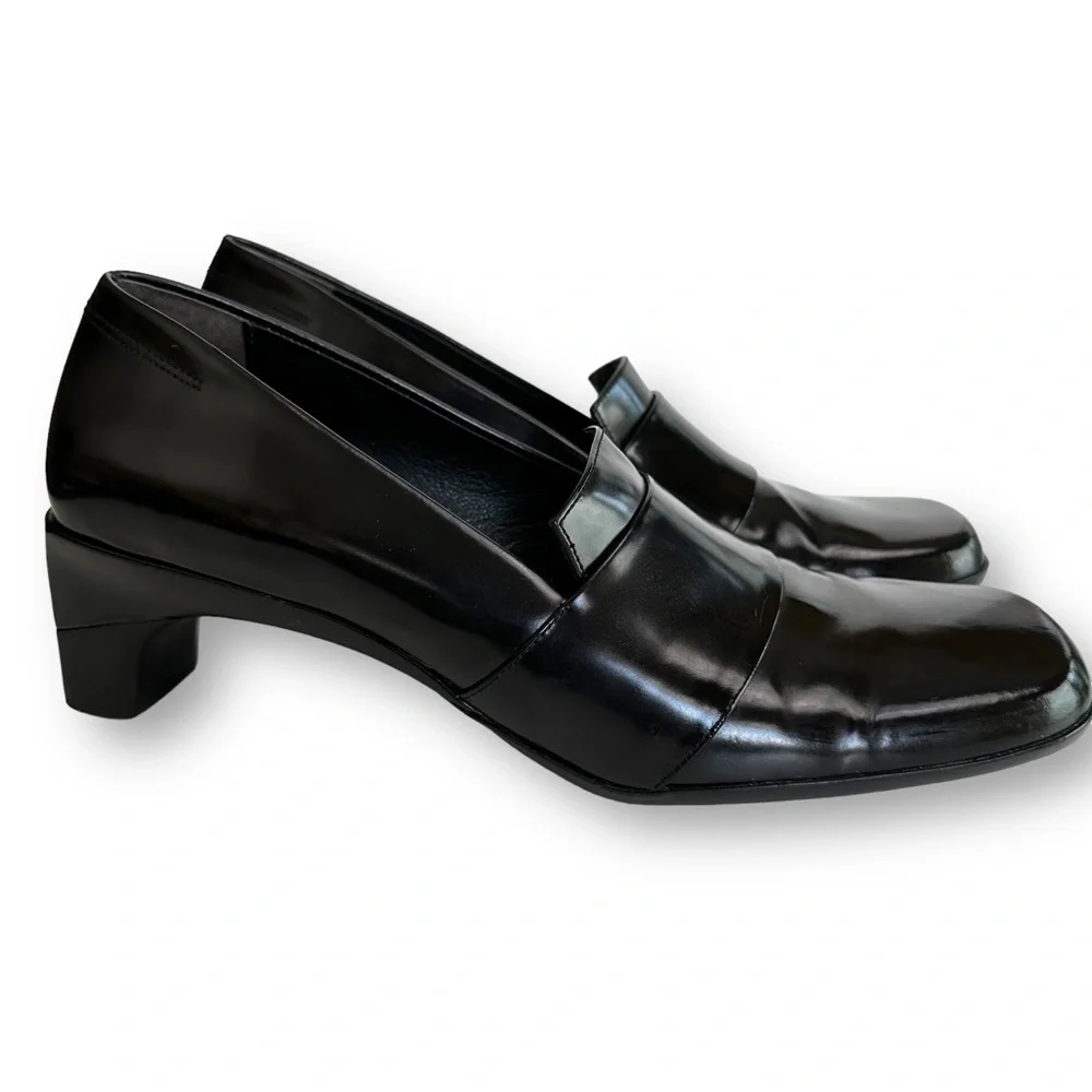 Cole Haan City Pump Women's  Black Leather Loafer Slip On Block Heel  Sz 9.5